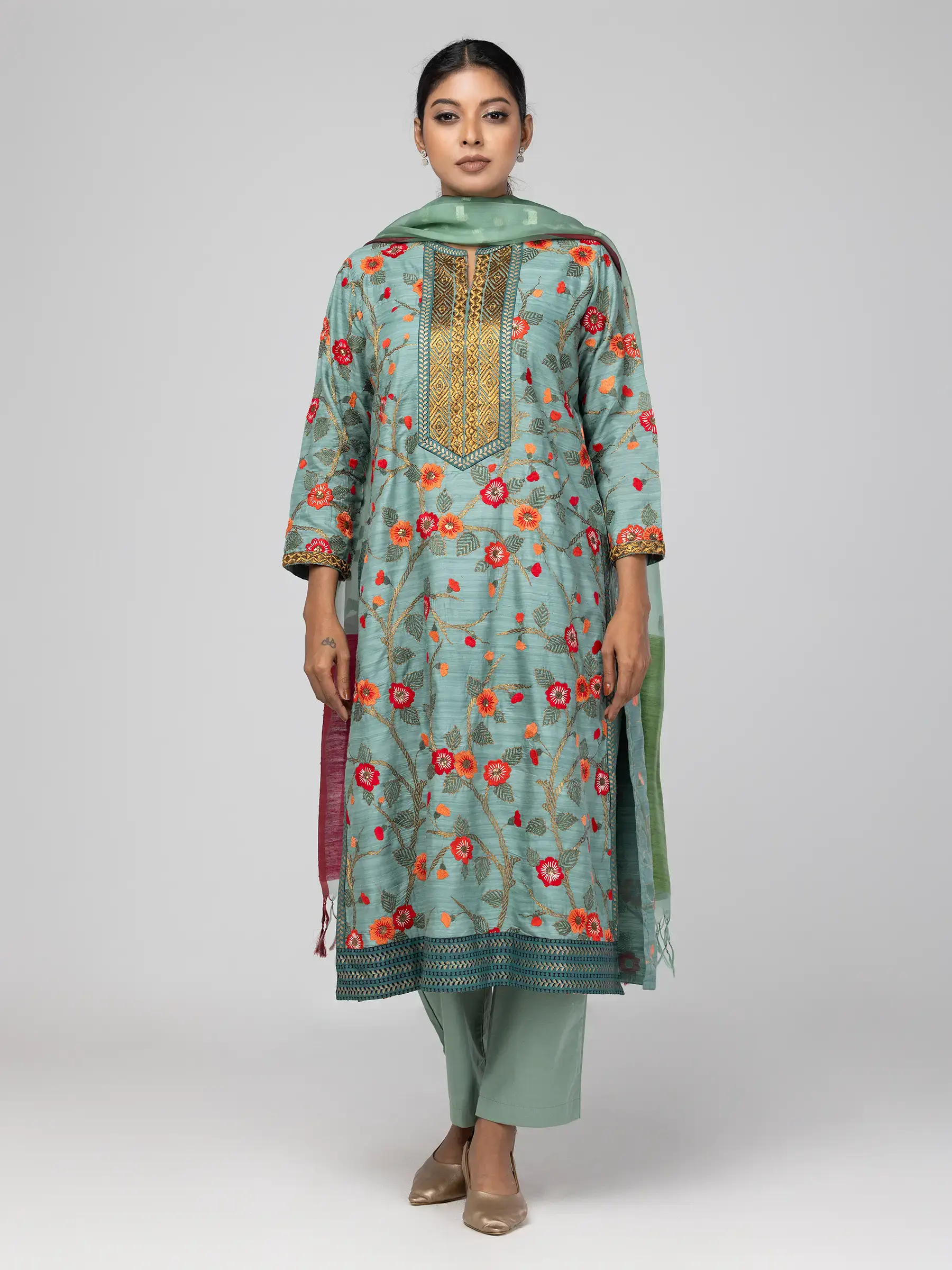 Printed and Embroidered Endi Silk Shalwar Kameez