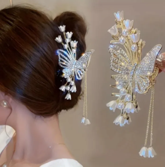 Hair Claw Clips Gold Flower
