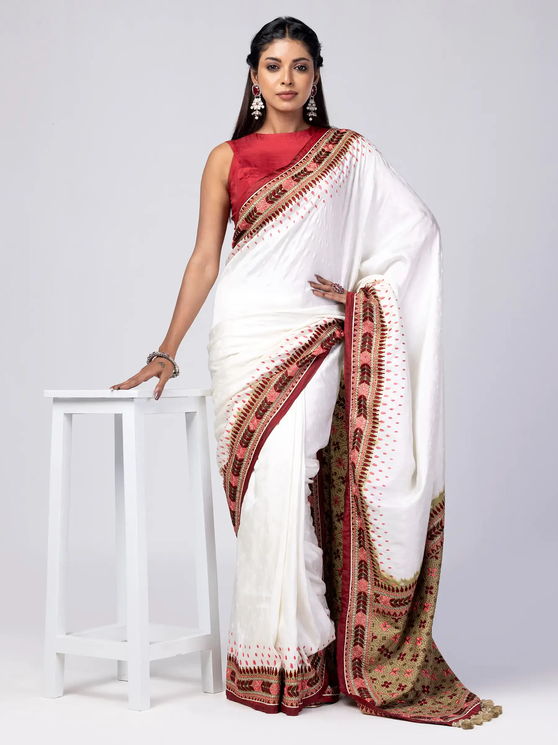 Printed and Embroidered Silk Saree