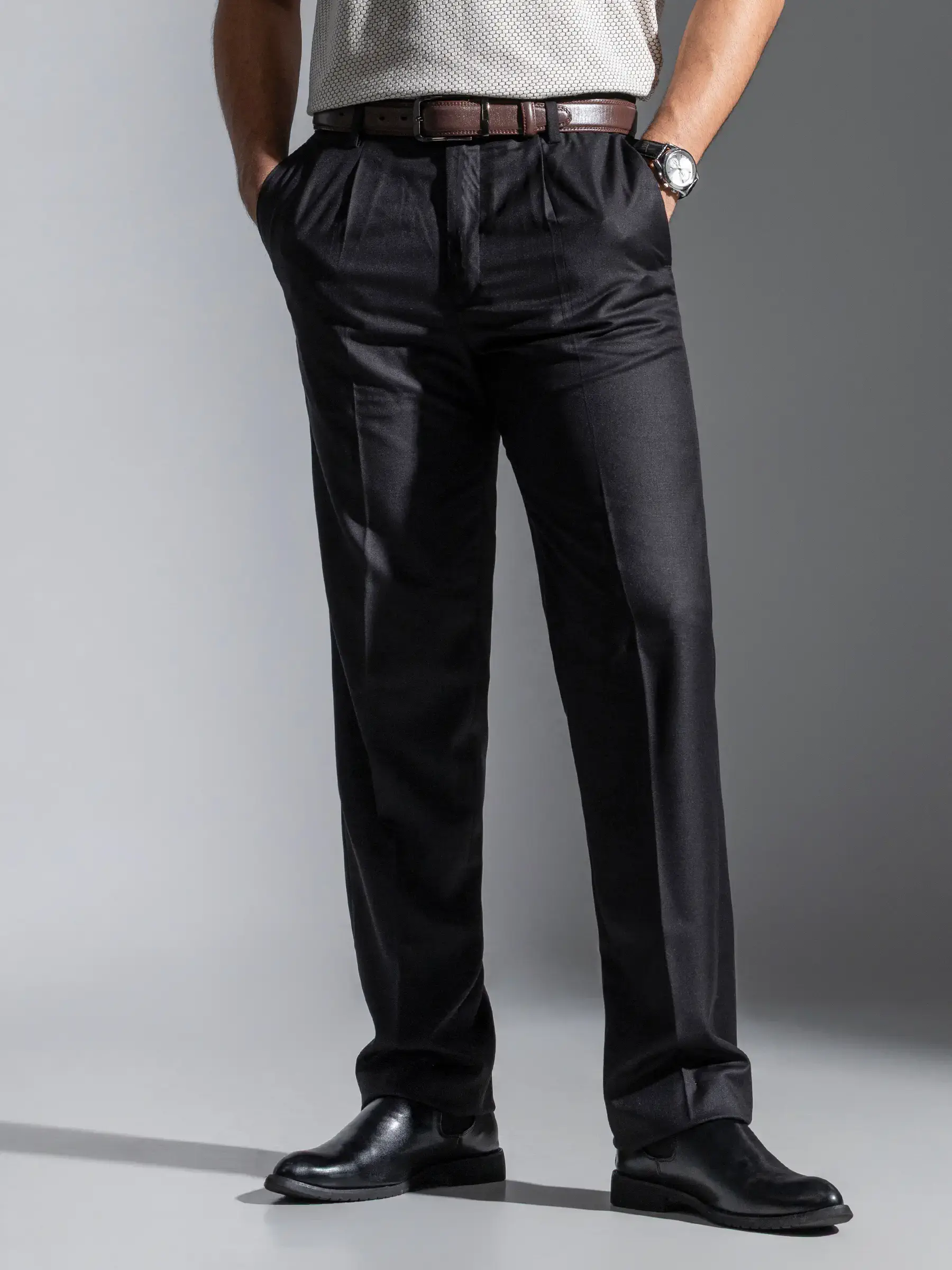 Black Mixed Viscose Taaga Man Formal Pant