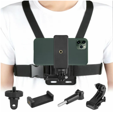 Smartphone Harness Chest Strap Mount Brackets with Clip Holder