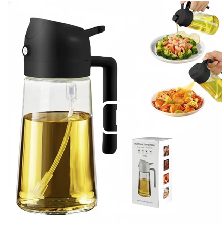 2-in-1 Premium Glass Oil Sprayer and Dispenser Bottle