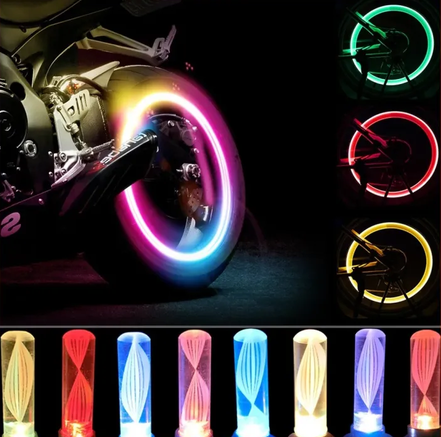 RGB LED Bike Wheel Lights (1 Pair) – Colorful Rainbow Tire Lights for Bicycles & Motorcycles, Waterproof & Easy to Install