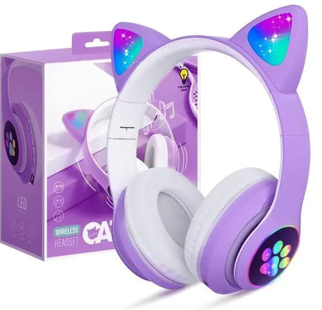 STN-28 Over Ear Music Headset Glowing Ear Headphones Foldable Wireless